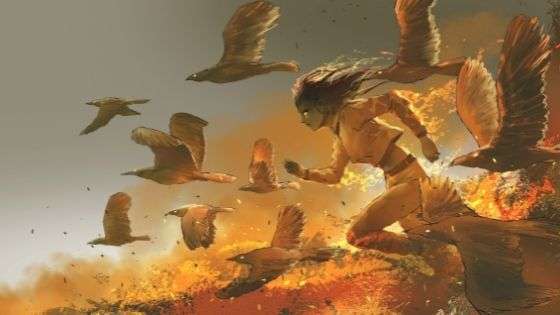 Firebirds Short Story - Image of Girl Running Through a Field with Birds Flying With Her
